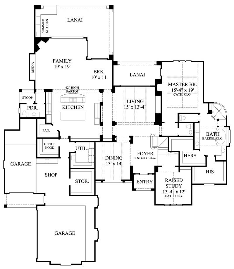 Floor Plan First Story of European Plan #134-1140