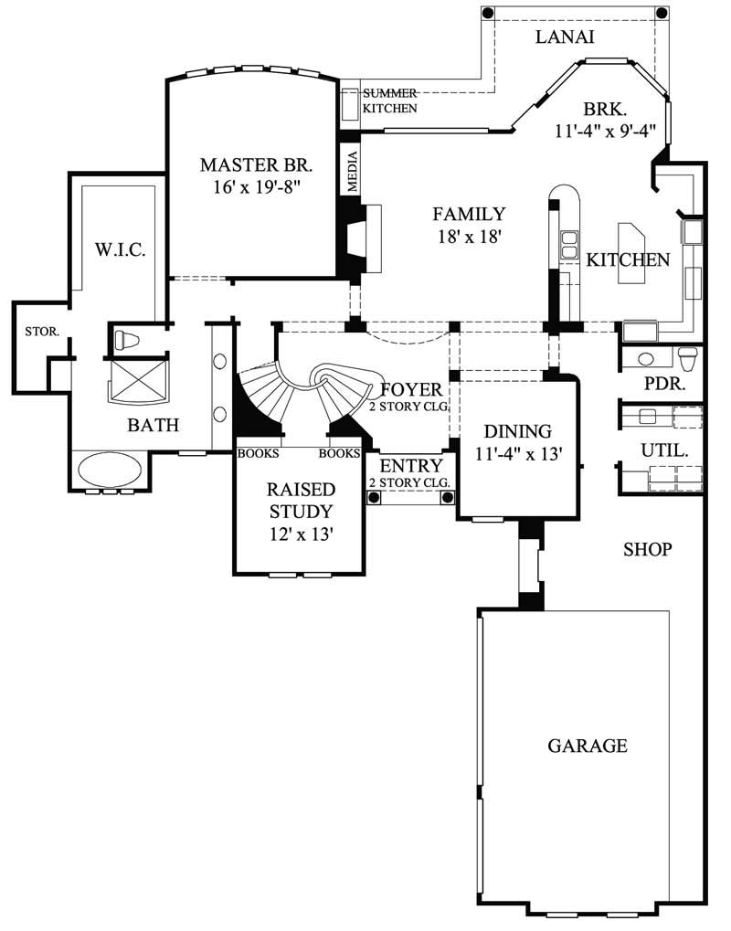 Floor Plan First Story of French Plan #134-1142