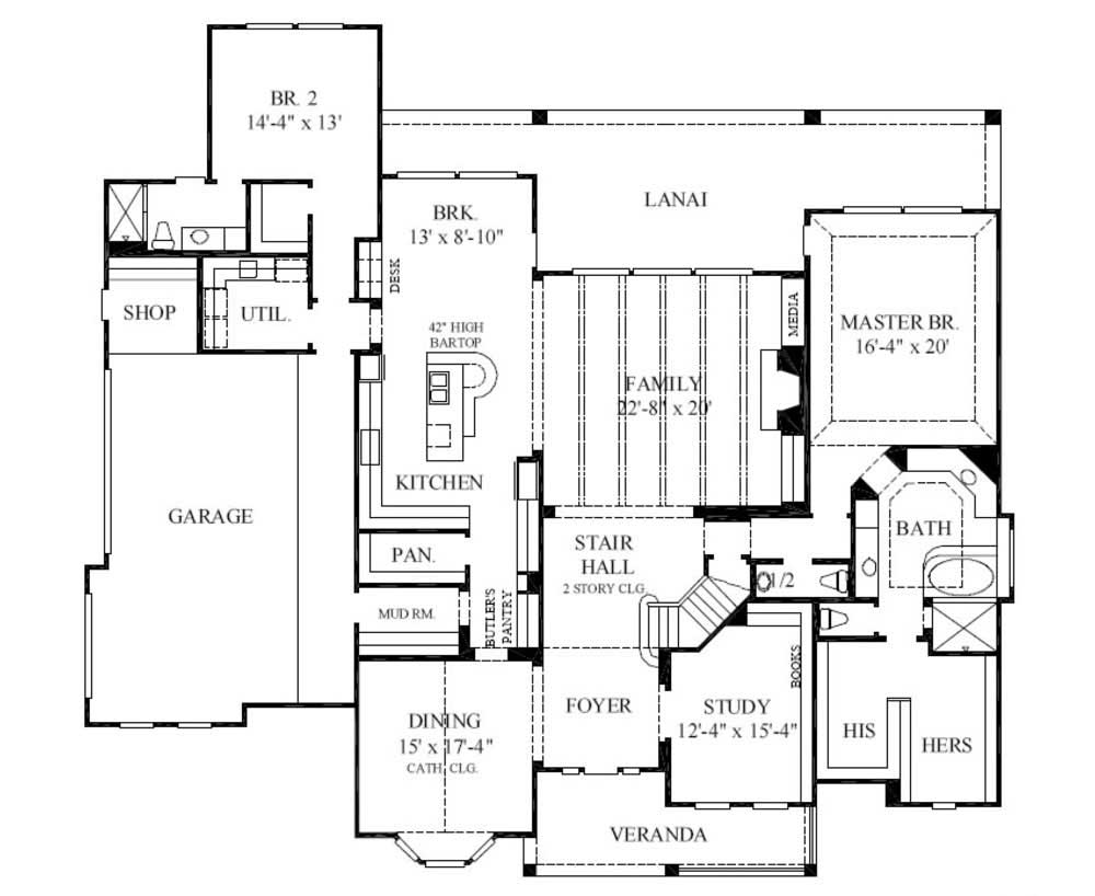 Floor Plan First Story of Country Plan #134-1144