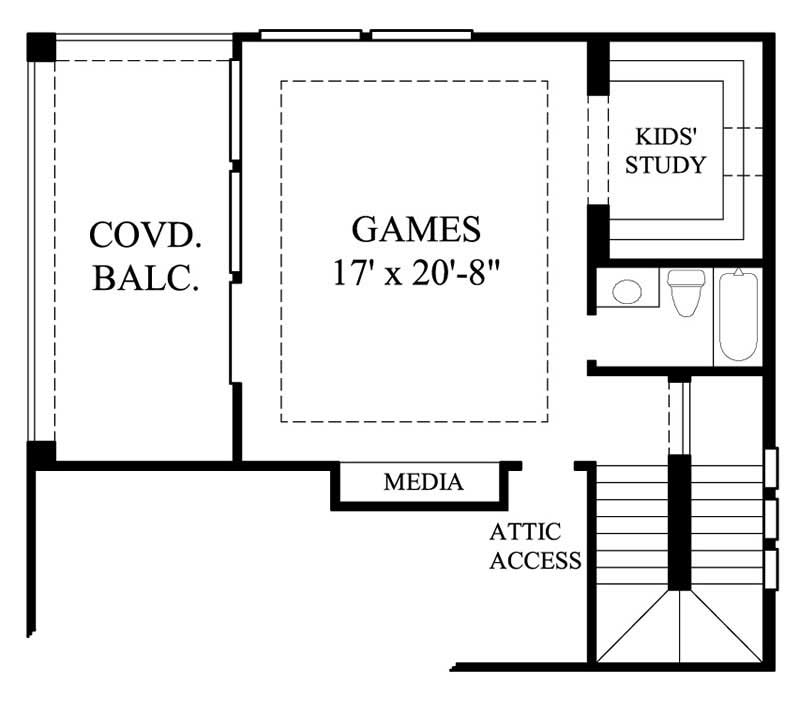 Floor Plan Second Story of Mediterranean Plan #134-1148