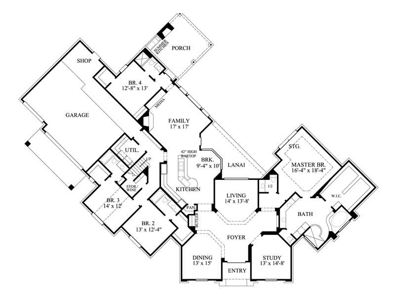 Floor Plan First Story of Luxury Plan #134-1151