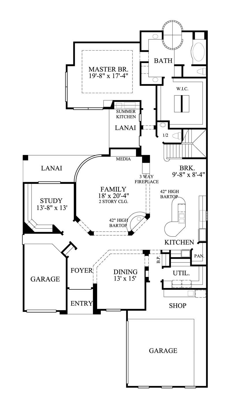 Floor Plan First Story of Mediterranean Plan #134-1153
