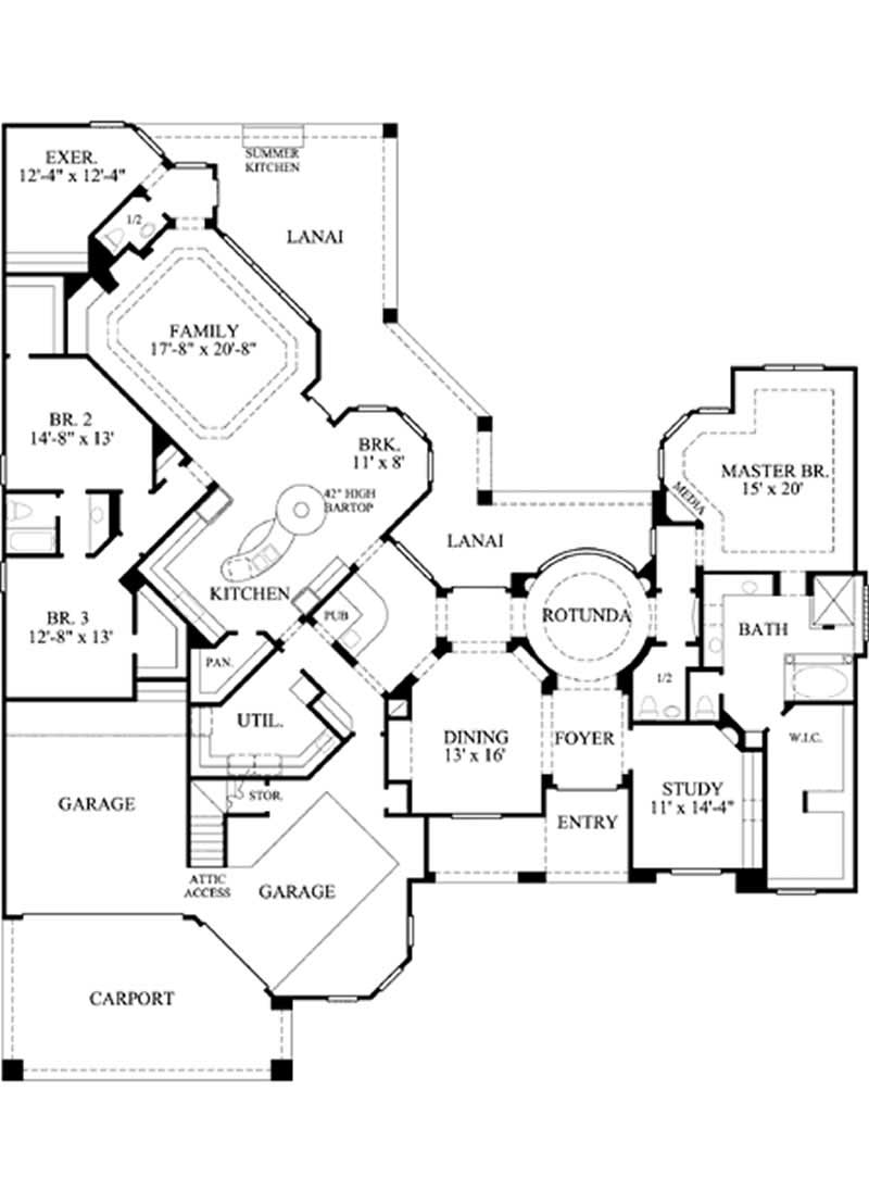 Floor Plan First Story of Mediterranean Plan #134-1158