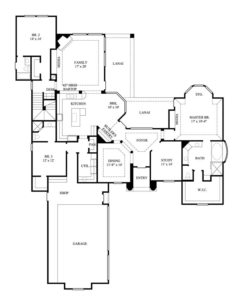 Floor Plan First Story of Traditional Plan #134-1169