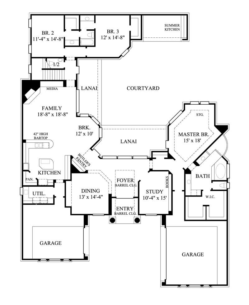 Floor Plan First Story of Luxury Plan #134-1170