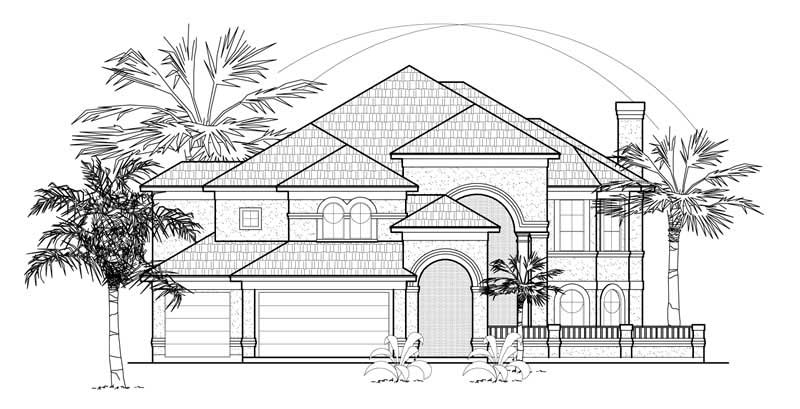 Front View of this 4-Bedroom, 4354 Sq Ft Plan - 134-1172