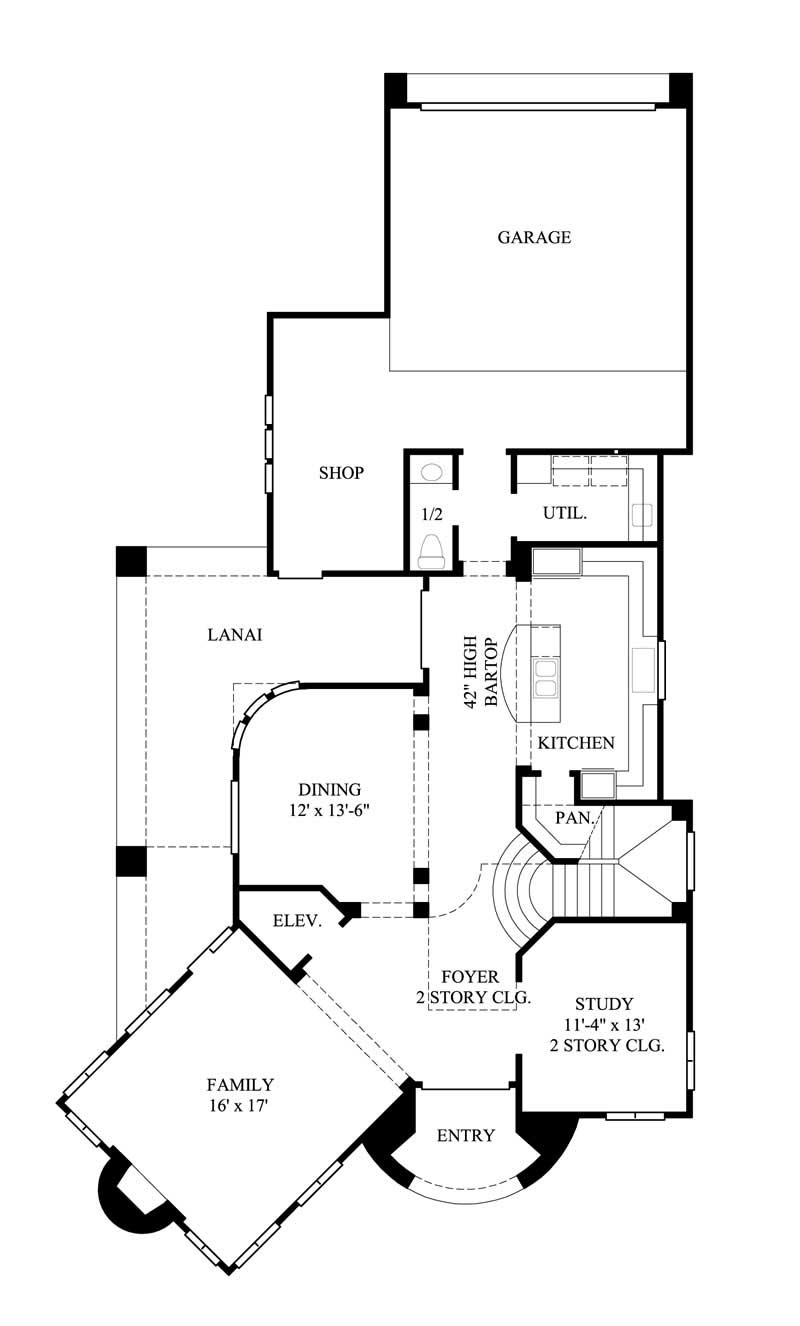 Floor Plan First Story of Mediterranean Plan #134-1174