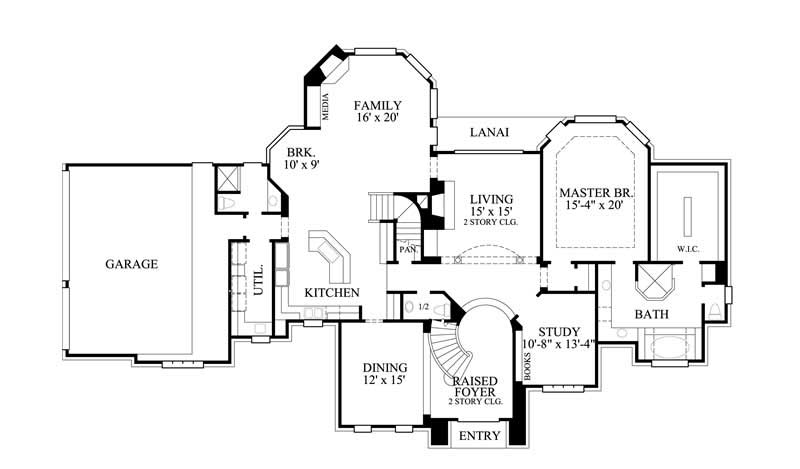 Floor Plan First Story of Luxury Plan #134-1177