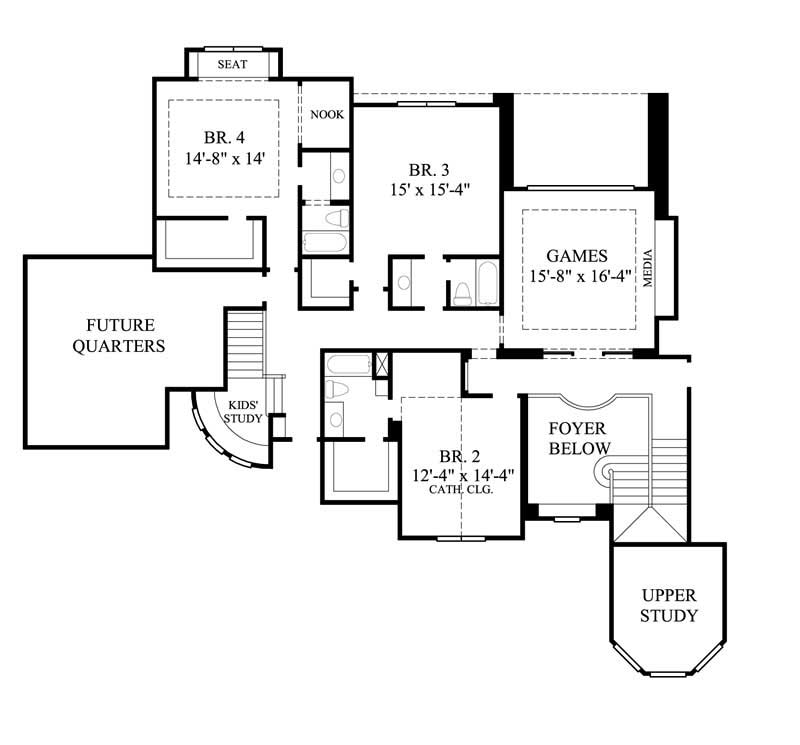 Floor Plan Second Story of Luxury Plan #134-1178