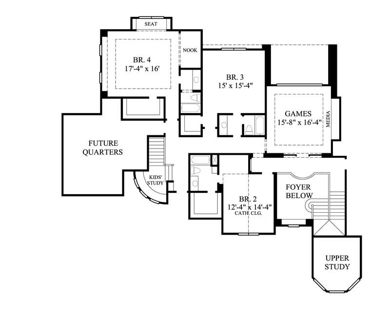 Floor Plan Second Story of Luxury Plan #134-1183