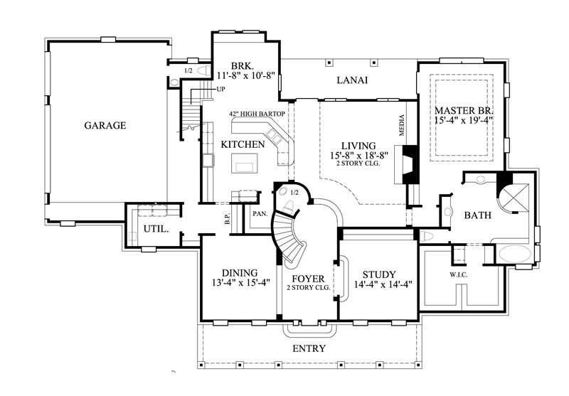 Floor Plan First Story of Colonial Plan #134-1186