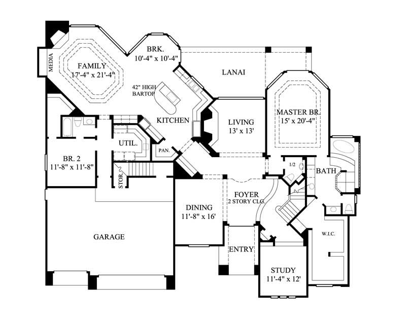 Floor Plan First Story of Luxury Plan #134-1194
