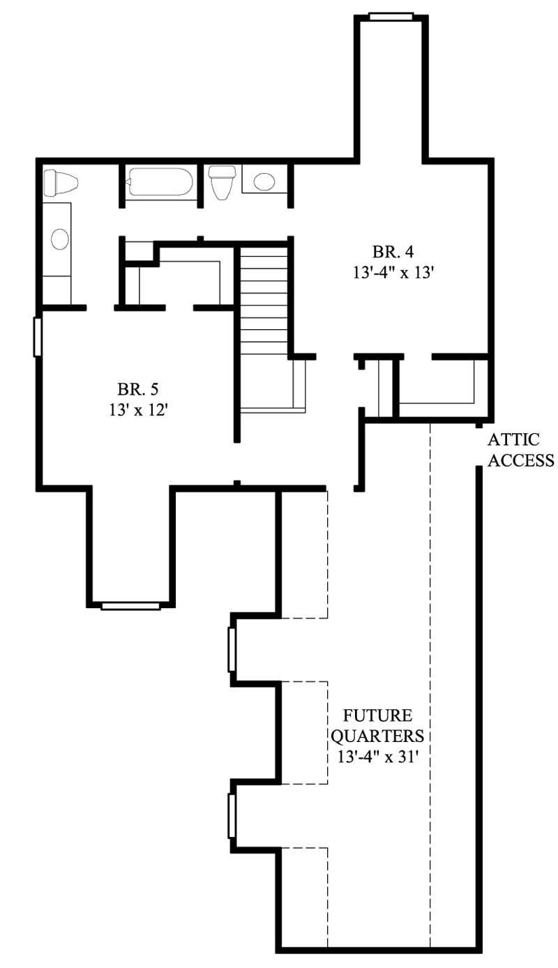 Floor Plan Second Story of Country Plan #134-1196