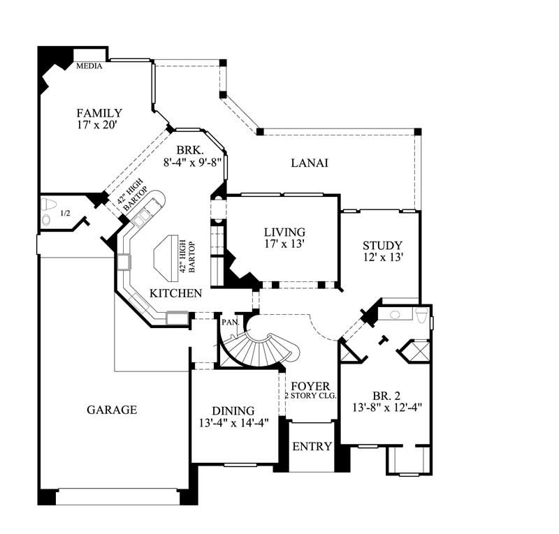 Floor Plan First Story of Luxury Plan #134-1197