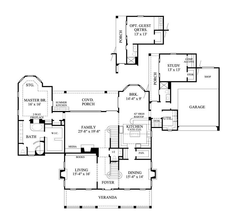 Floor Plan First Story of Colonial Plan #134-1199