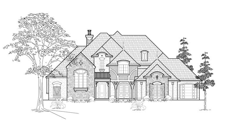 Home Plan Front Elevation of this 4-Bedroom,4083 Sq Ft Plan -134-1205