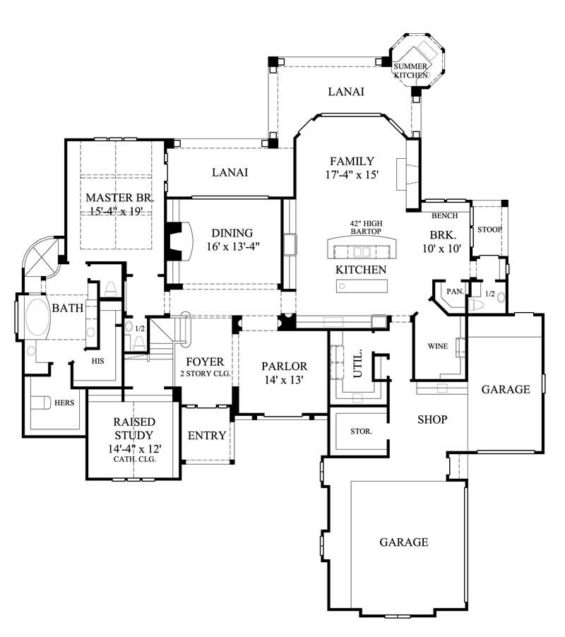 Floor Plan First Story of European Plan #134-1205