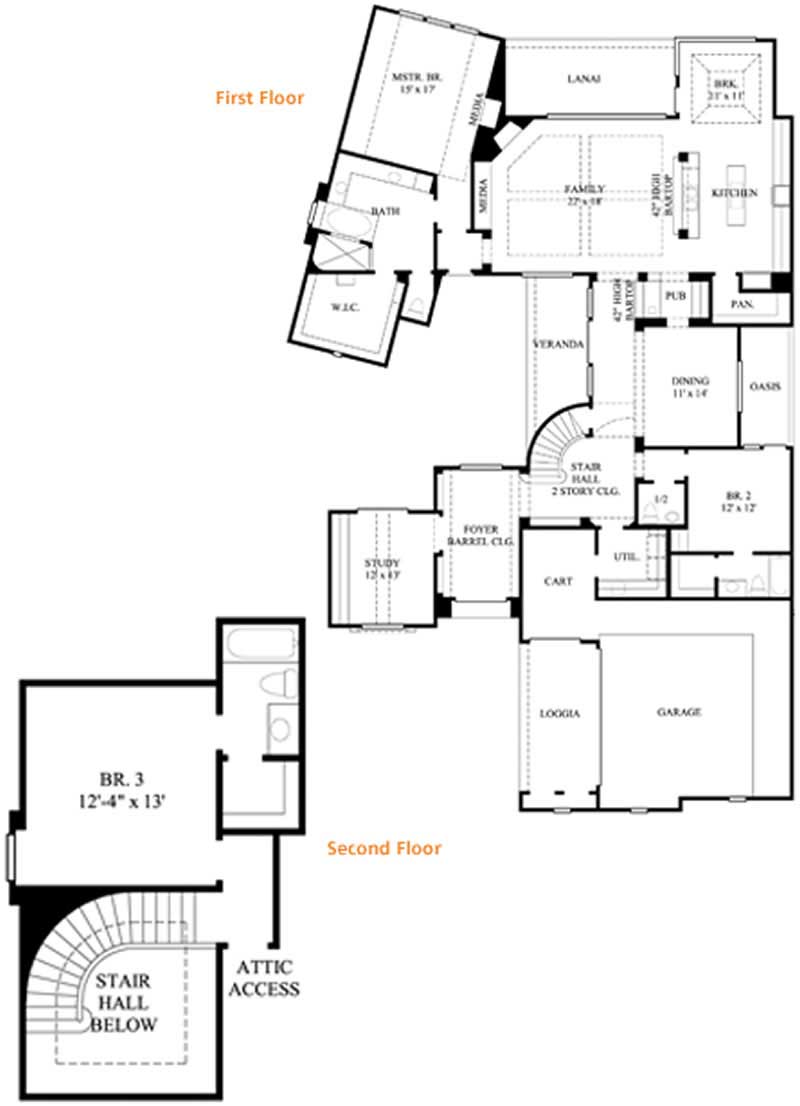 Floor Plan First Story of Mediterranean Plan #134-1210