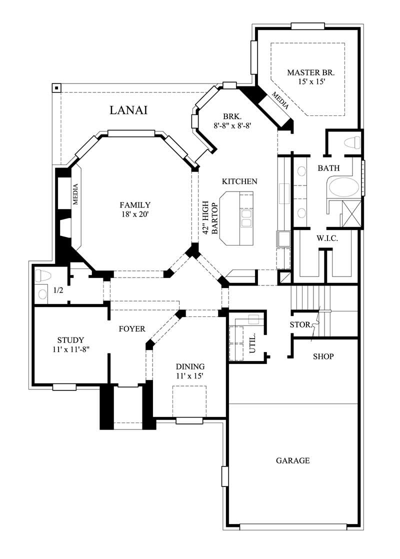Floor Plan First Story of Traditional Plan #134-1215