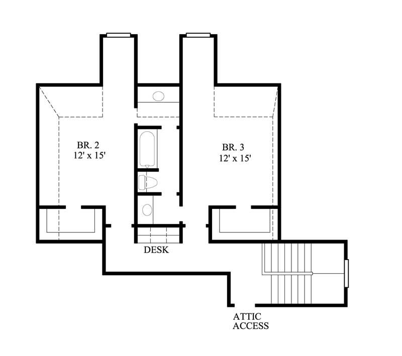 Floor Plan Second Story of Traditional Plan #134-1215