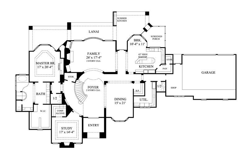 Floor Plan First Story of European Plan #134-1217