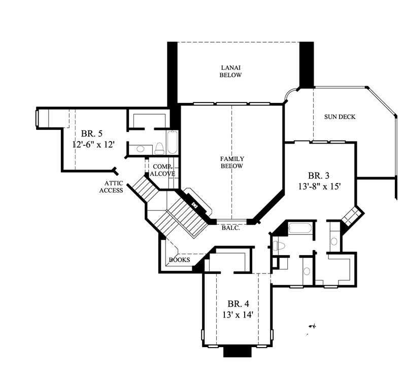 Floor Plan Second Story of Farmhouse Plan #134-1218