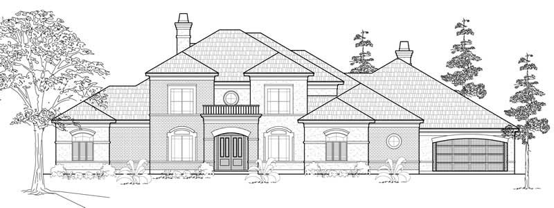 Home Plan Front Elevation of this 4-Bedroom,5283 Sq Ft Plan -134-1219