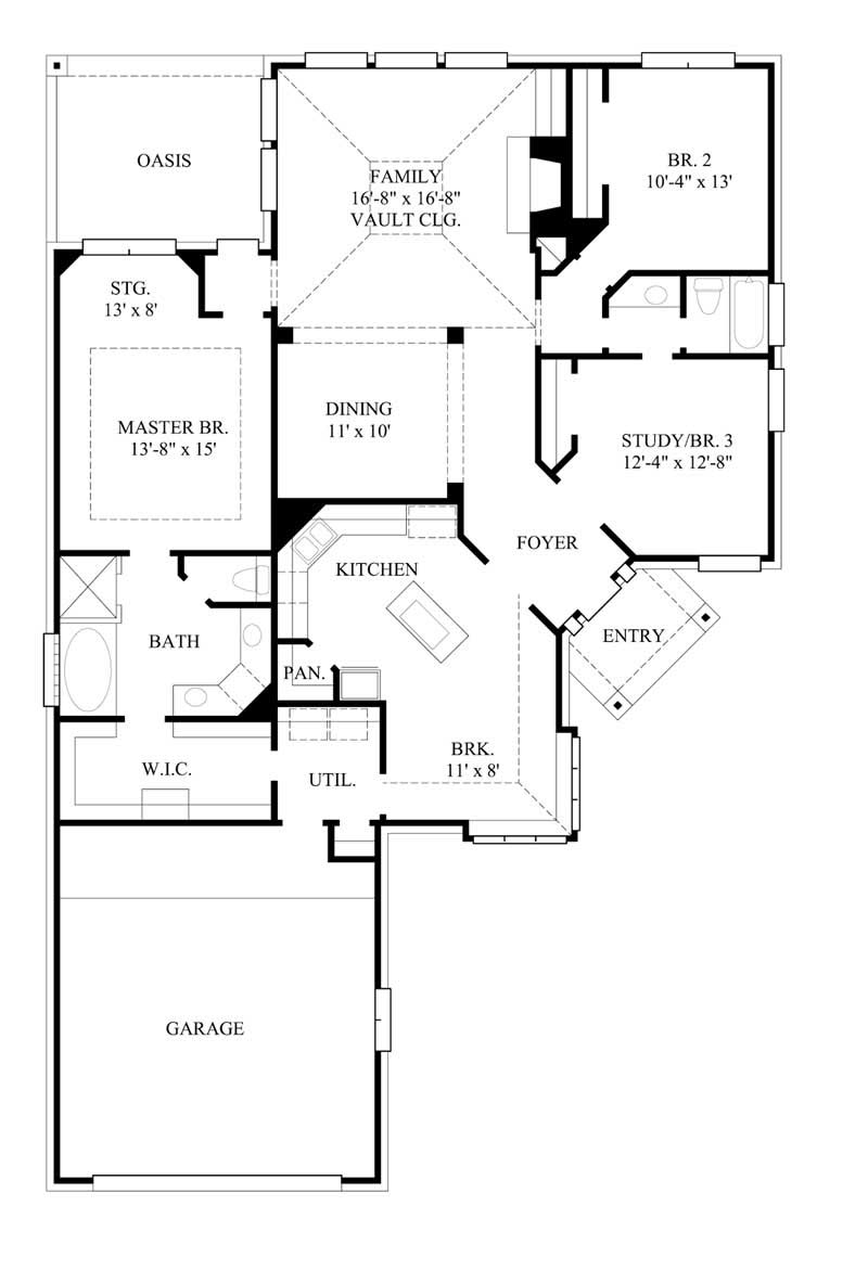 Floor Plan First Story of Ranch Plan #134-1225