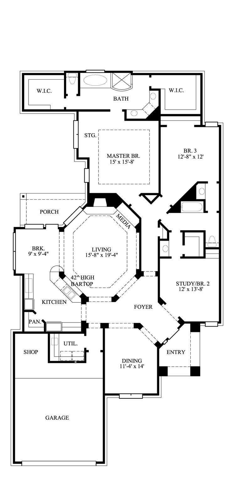 Floor Plan First Story of Contemporary Plan #134-1227