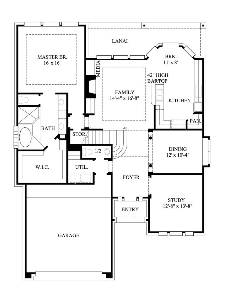 Floor Plan First Story of Traditional Plan #134-1229