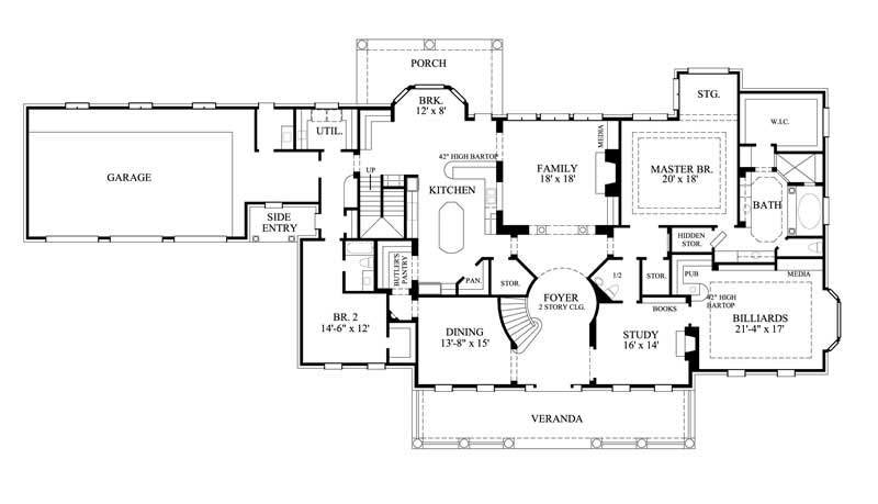 Floor Plan First Story of Colonial Plan #134-1233