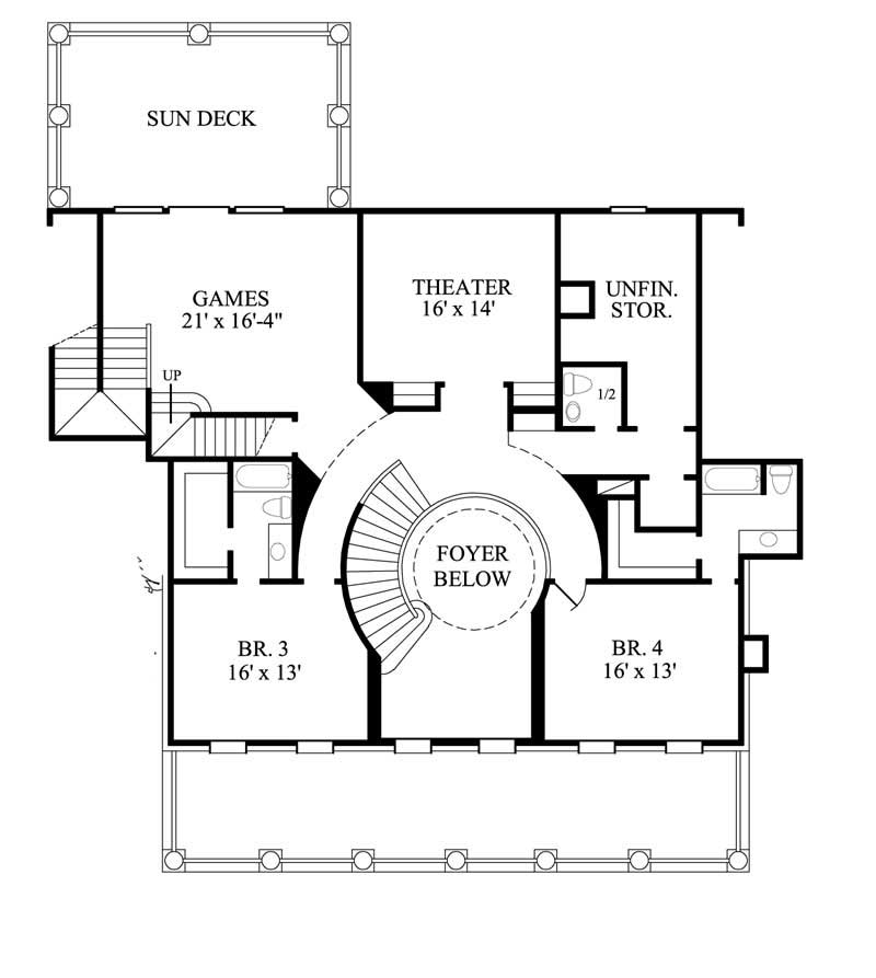 Floor Plan Second Story of Colonial Plan #134-1233