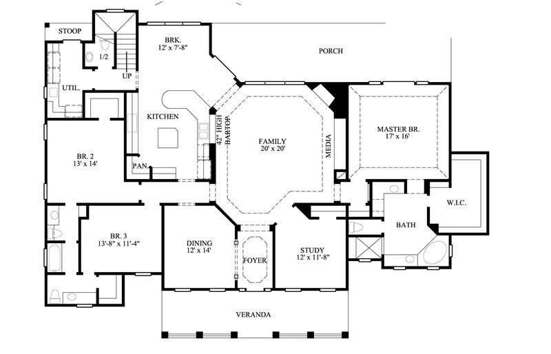 Floor Plan First Story of Country Plan #134-1235