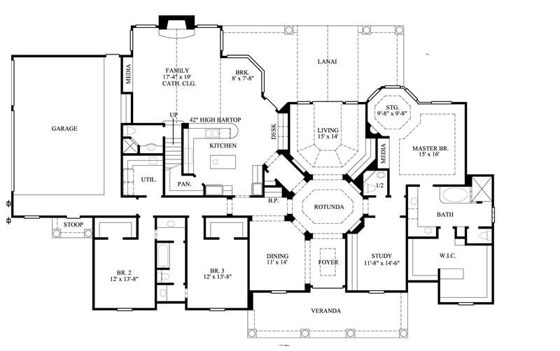 Floor Plan First Story of European Plan #134-1243