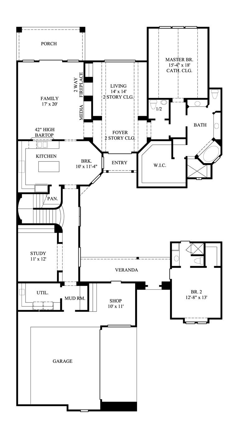 Floor Plan First Story of Mediterranean Plan #134-1245