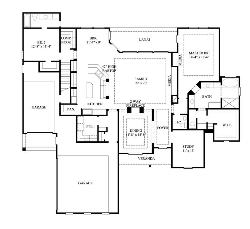 Floor Plan First Story of Country Plan #134-1247