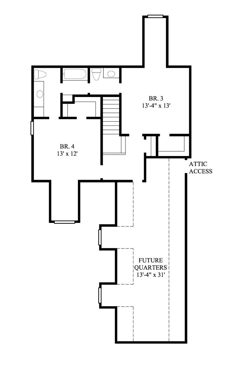 Floor Plan Second Story of Country Plan #134-1247