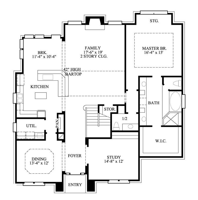 Floor Plan First Story of Luxury Plan #134-1248