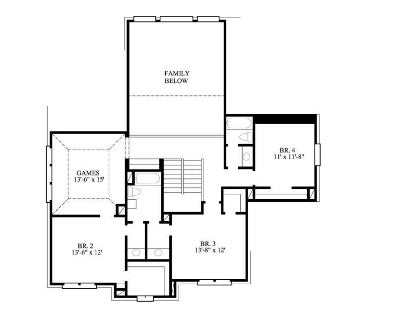 Floor Plan Second Story of Luxury Plan #134-1248
