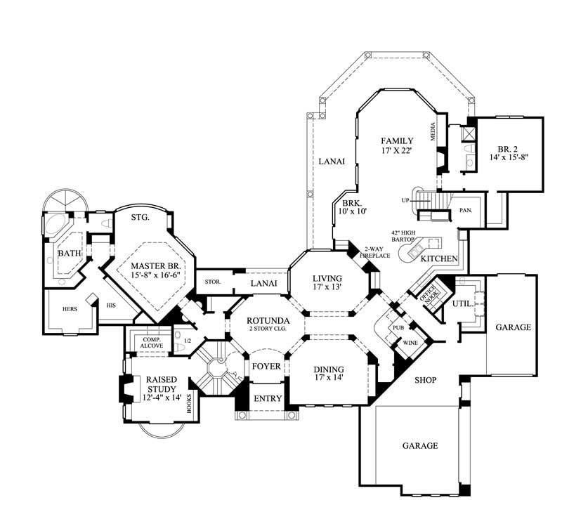 Floor Plan First Story of Luxury Plan #134-1249