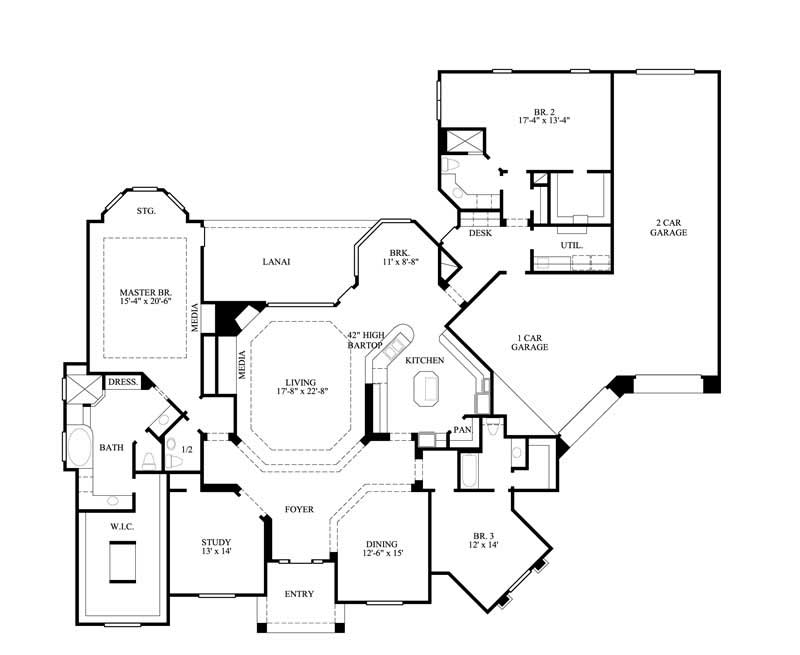 Floor Plan First Story of Luxury Plan #134-1250