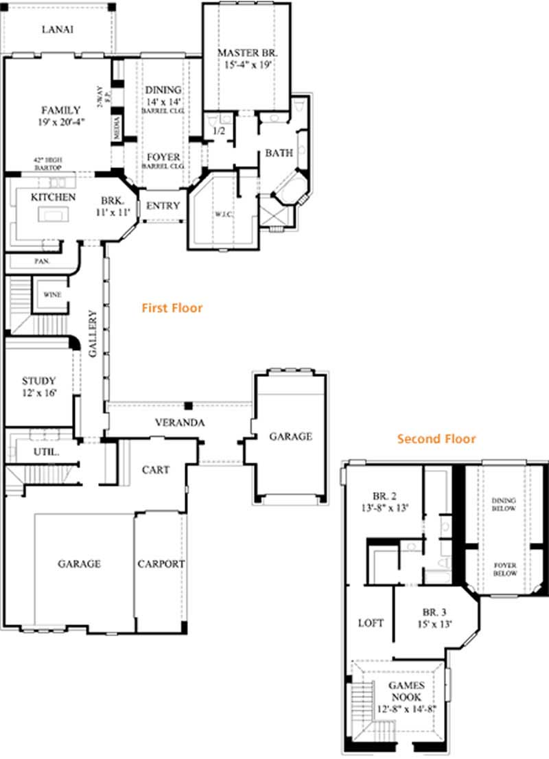 Floor Plan First Story of European Plan #134-1251