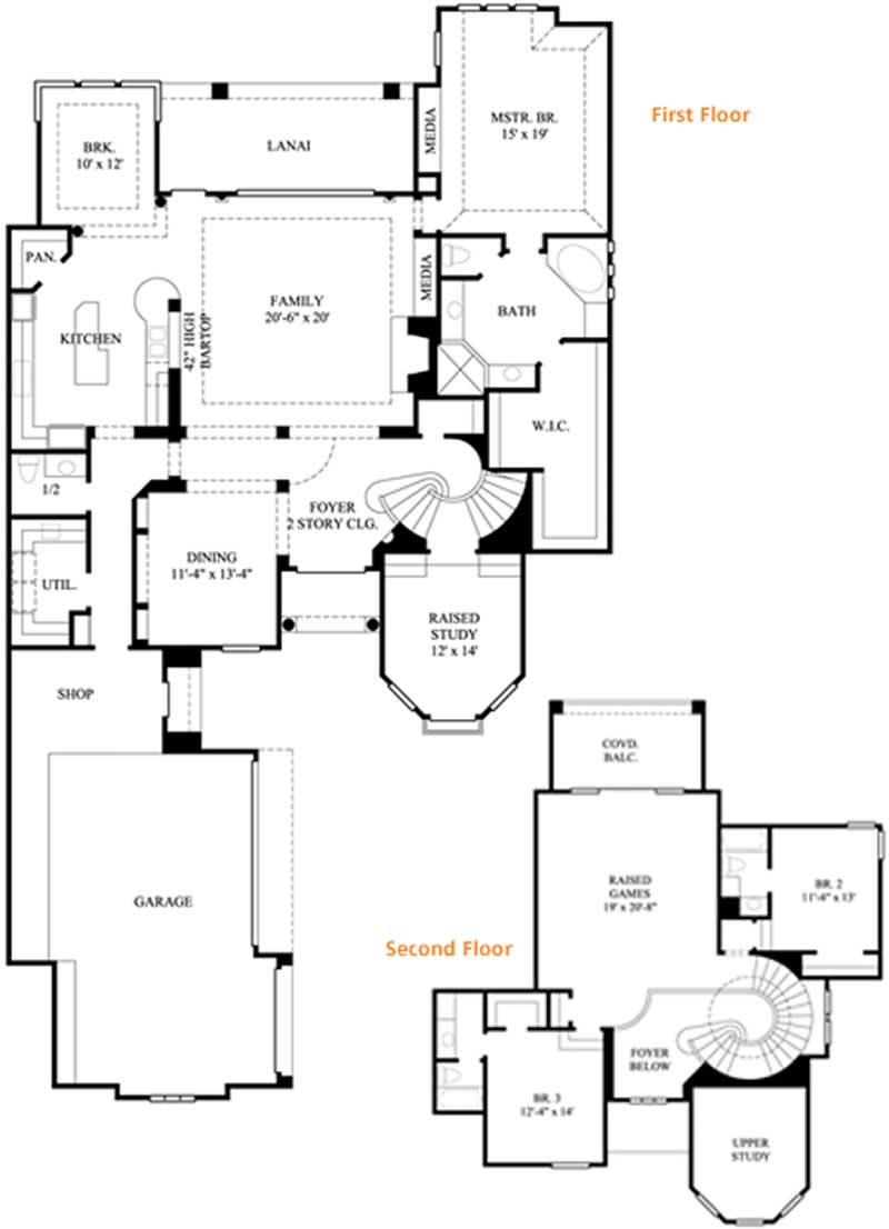 Floor Plan First Story of Mediterranean Plan #134-1252