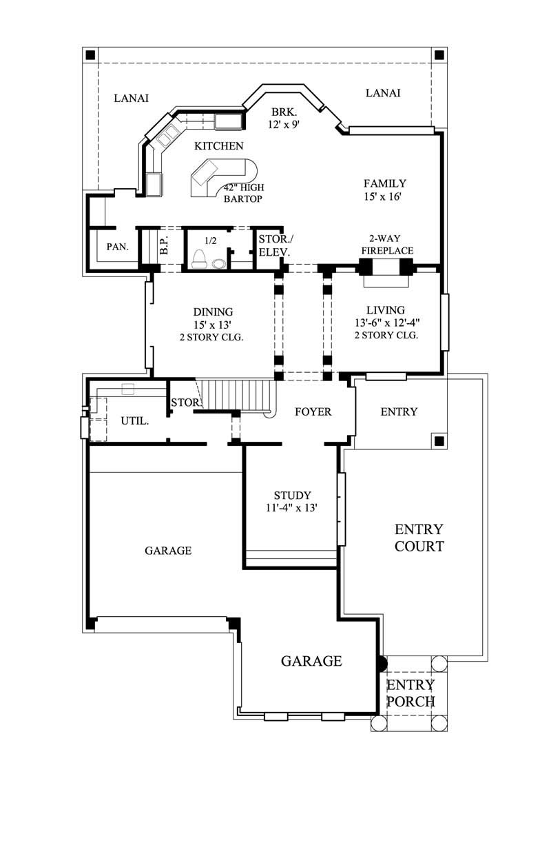 Floor Plan First Story of Luxury Plan #134-1255
