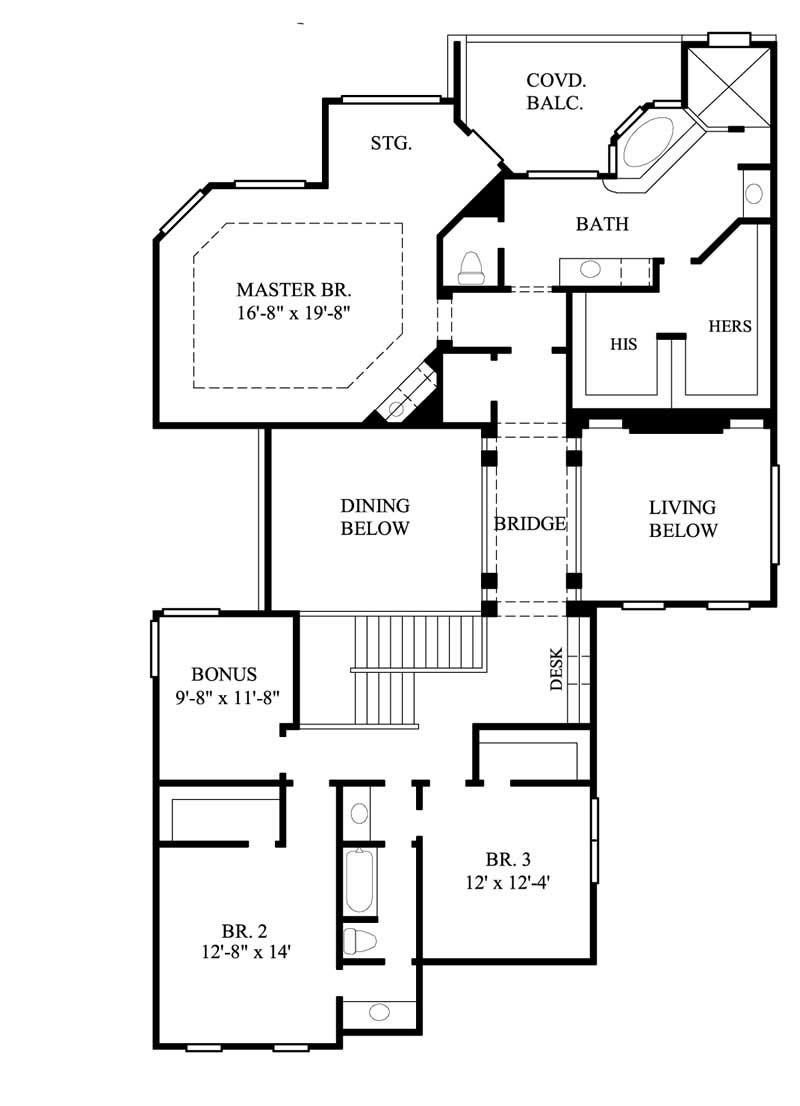 Floor Plan Second Story of Luxury Plan #134-1255