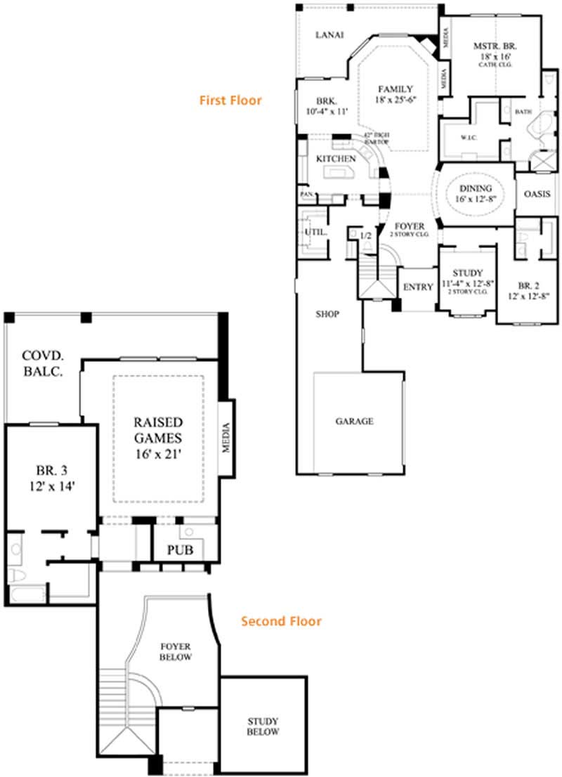 Floor Plan First Story of Mediterranean Plan #134-1257
