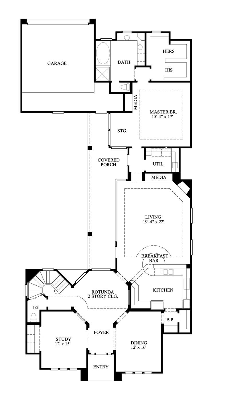 Floor Plan First Story of Mediterranean Plan #134-1260