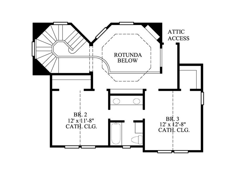 Floor Plan Second Story of Mediterranean Plan #134-1260
