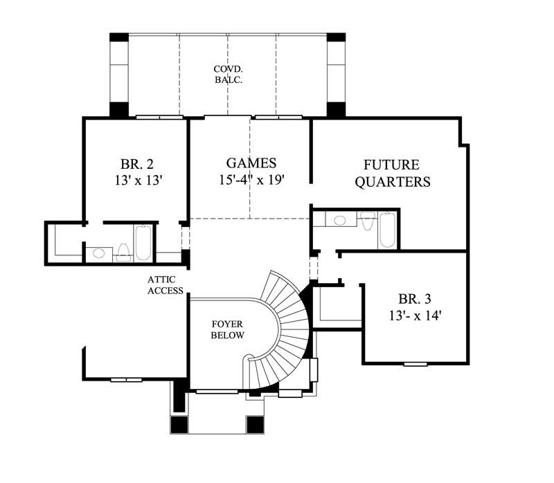 Floor Plan Second Story of Luxury Plan #134-1261