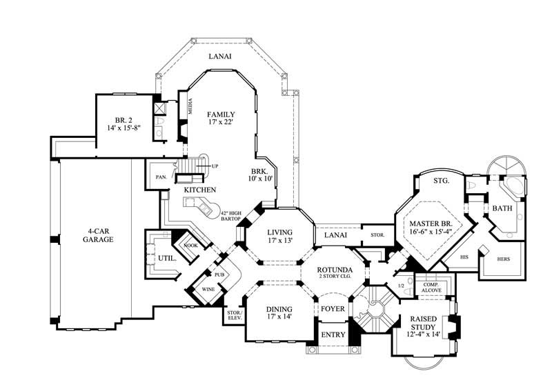 Floor Plan First Story of Luxury Plan #134-1262